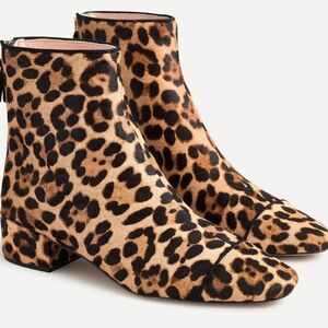 J. Crew Women's ROXIE Leopard Print Cap-Toe Calf Hair Ankle Boot Sz10 Edgy Chic